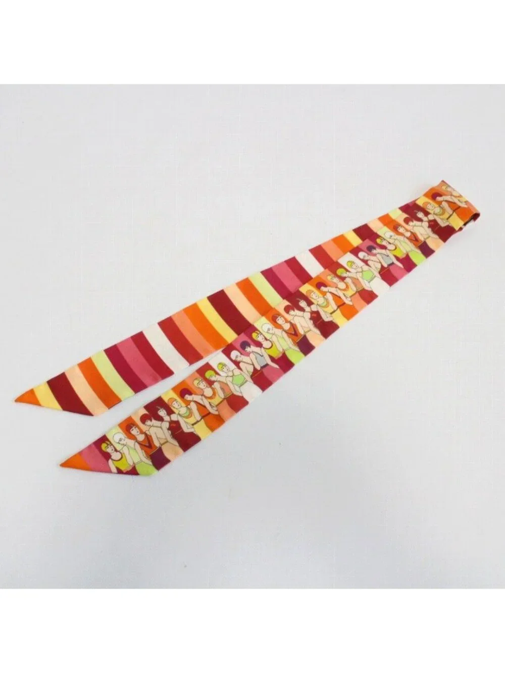 Hermes Tsuiri People Who Play in the Water Silk 100% Orange Pawn Scarf